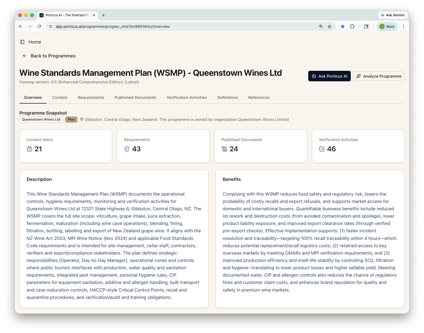 AI programme generation - importing a standard and watching requirements cross-link automatically